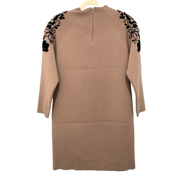 Carlisle Mocha Knit Applique Dress Medium NWT - Picture 2 of 6